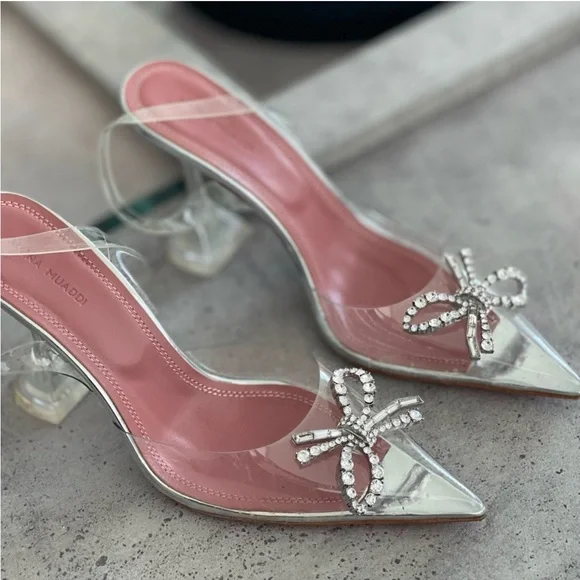Elegant Silver and Pink Women's Heels - Picture 5 of 7